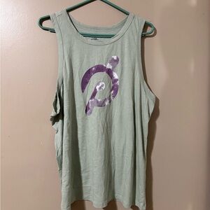Peloton Mint Green Muscle Tank with Purple Tie-Dye Logo